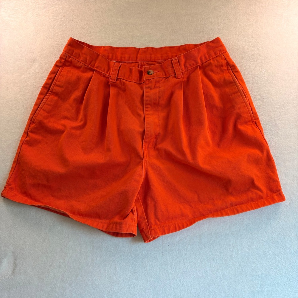 Duck Head Mens Pleated Cotton Twill Shorts Orange Size 31 5" Vintage Y2K 90s